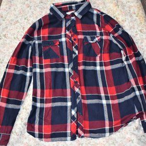 Red and Blue Striped Plaid Sweater